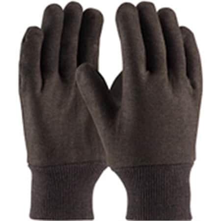 Men'S Brown Jersey Gloves,Light Weight Cotton,W/ Knit Wrist,8 Oz
